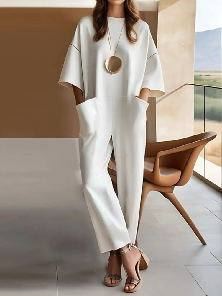 Women's Stretch Cotton Jumpsuit, Loose Fit