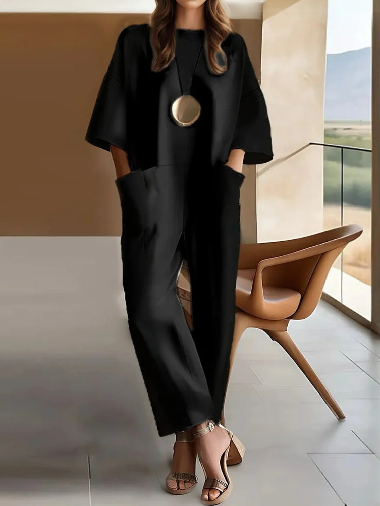 Women's Stretch Cotton Jumpsuit, Loose Fit
