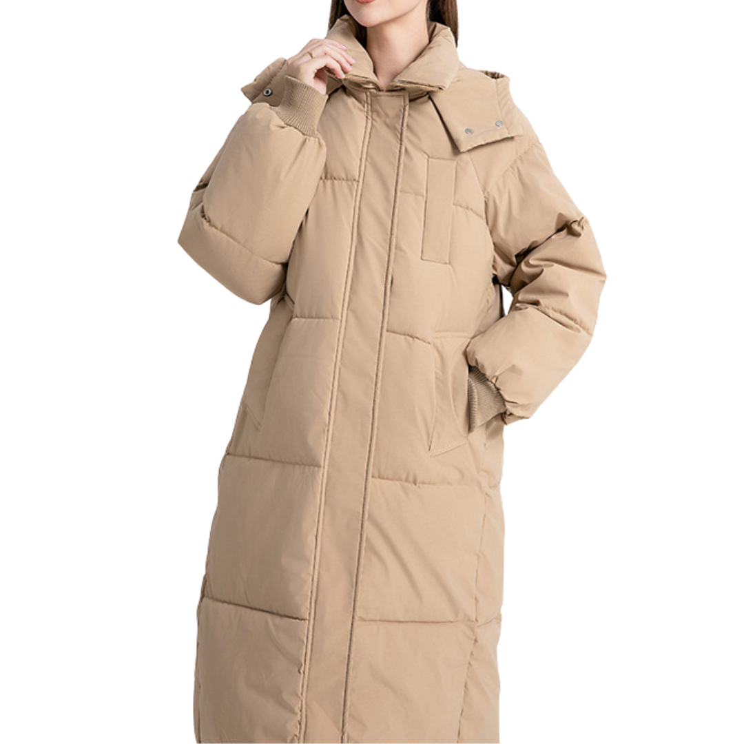 Women's Long Puffer Jacket, Oversized Midi Quilted Stand Collar
