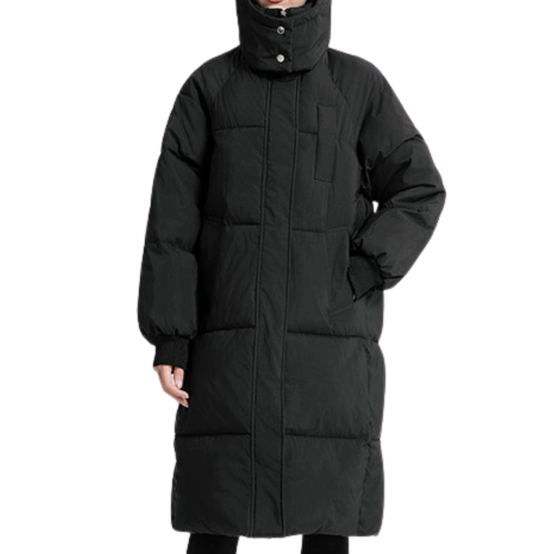 Women's Long Puffer Jacket, Oversized Midi Quilted Stand Collar