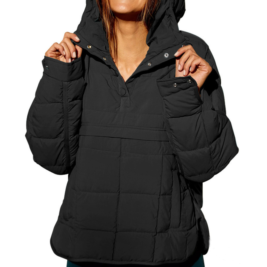Women's Puffer Jacket, Pullover Hooded Anorak Quilted Snap