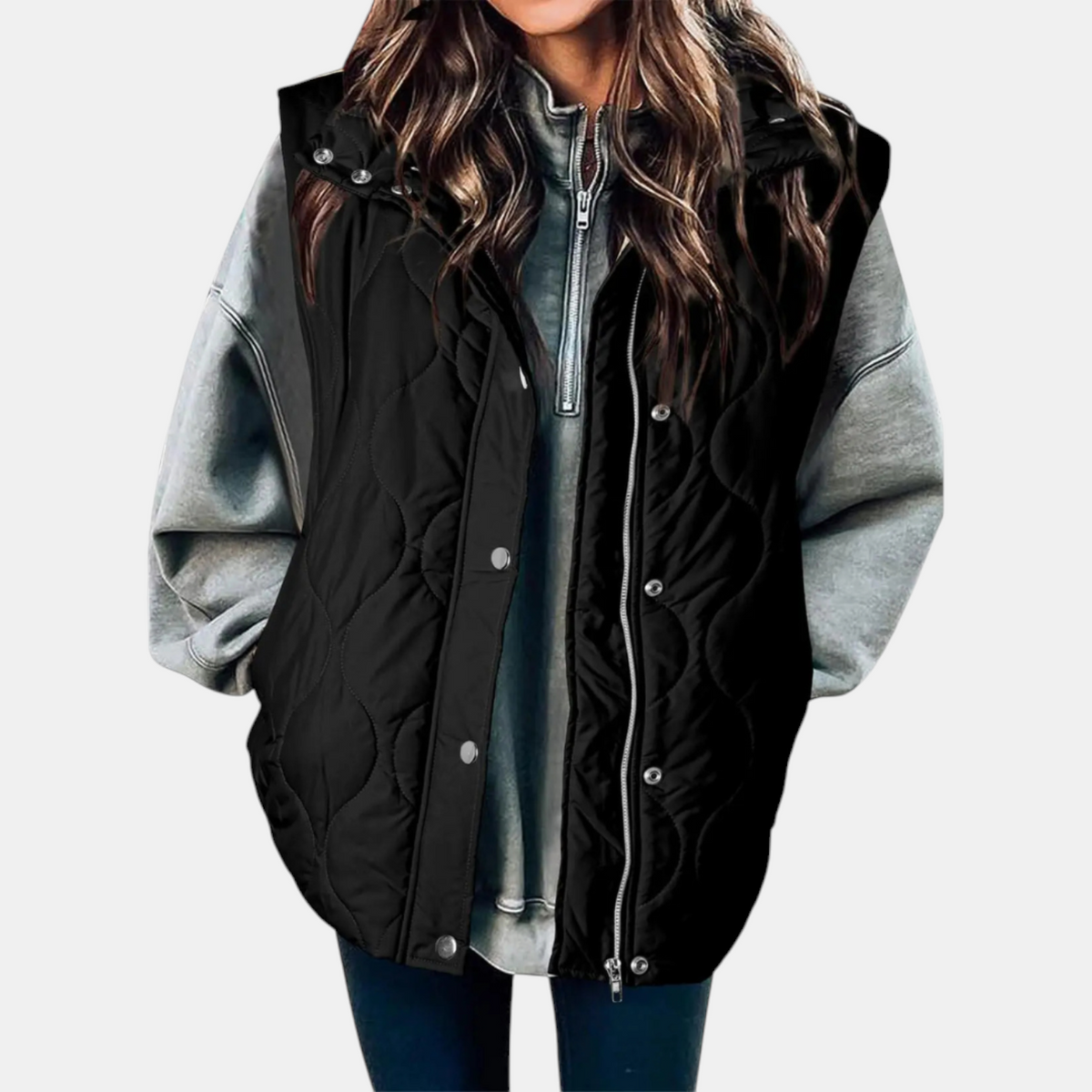 Women's Puffer Vest, Hooded Quilted Sleeveless Zip Up Gilet