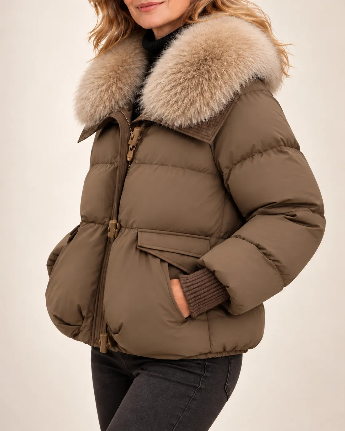 Marcella Plush-Collar Puffer Jacket