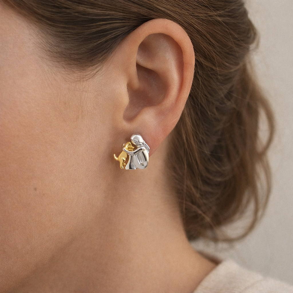 Silver and Gold Two-Tone Hug Earrings