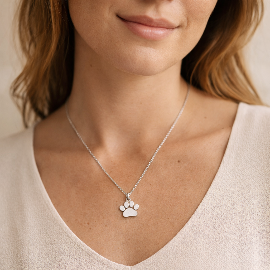 Elegant Silver Paw Necklace – Stainless Steel