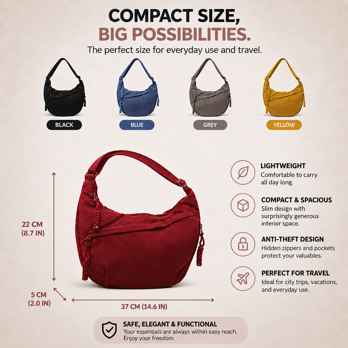 Rosa | Burgundy Shoulder Bag