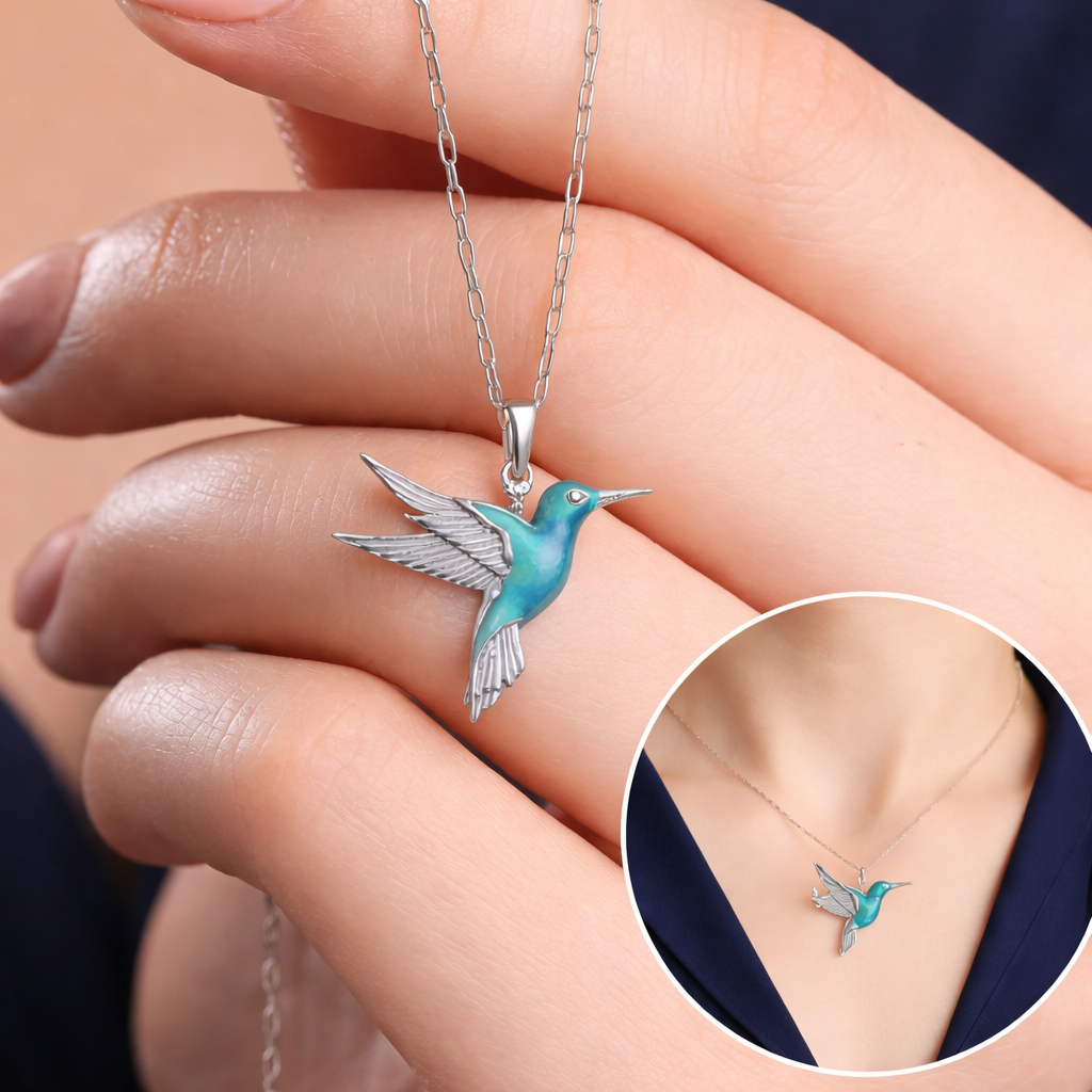 Blue Hummingbird Necklace