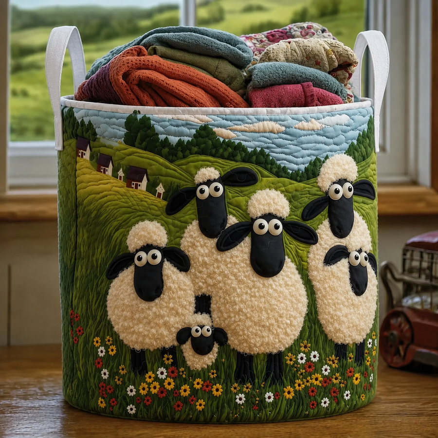 Opale hand-quilted laundry basket