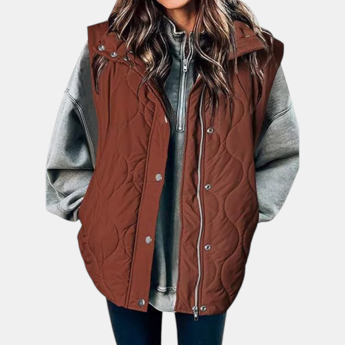 Women's Puffer Vest, Hooded Quilted Sleeveless Zip Up Gilet