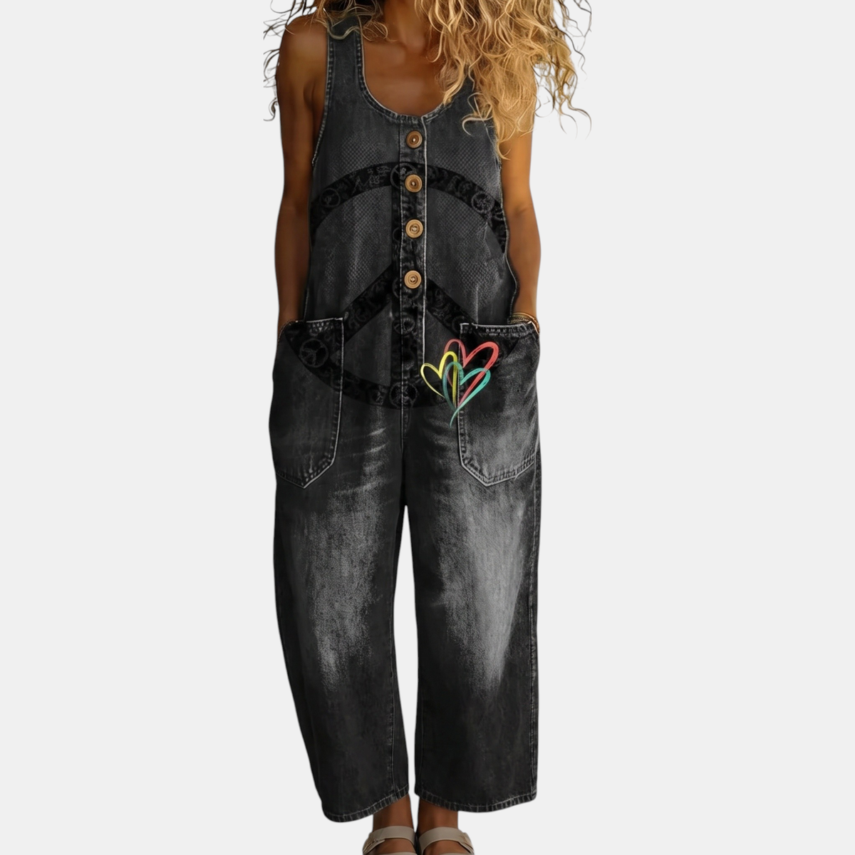 Women's Strapless Jumpsuit, Wide Leg Button Front