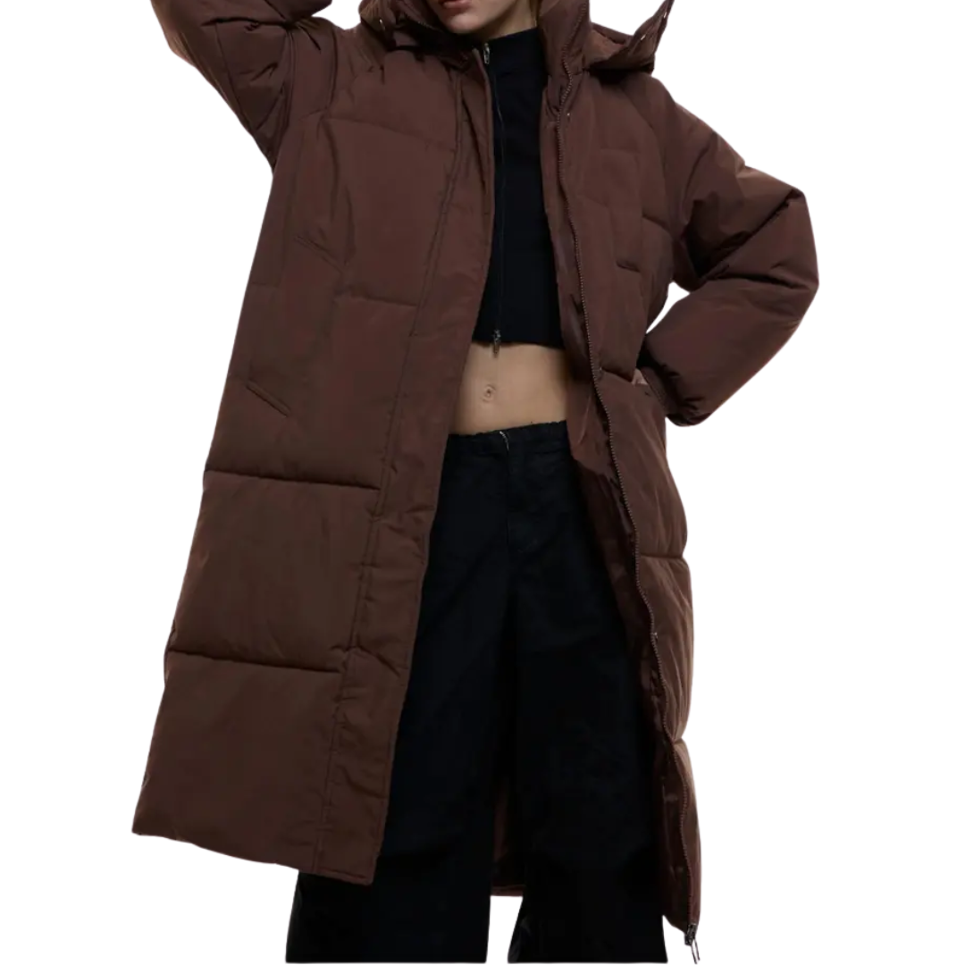 Women's Long Puffer Jacket, Oversized Midi Quilted Stand Collar