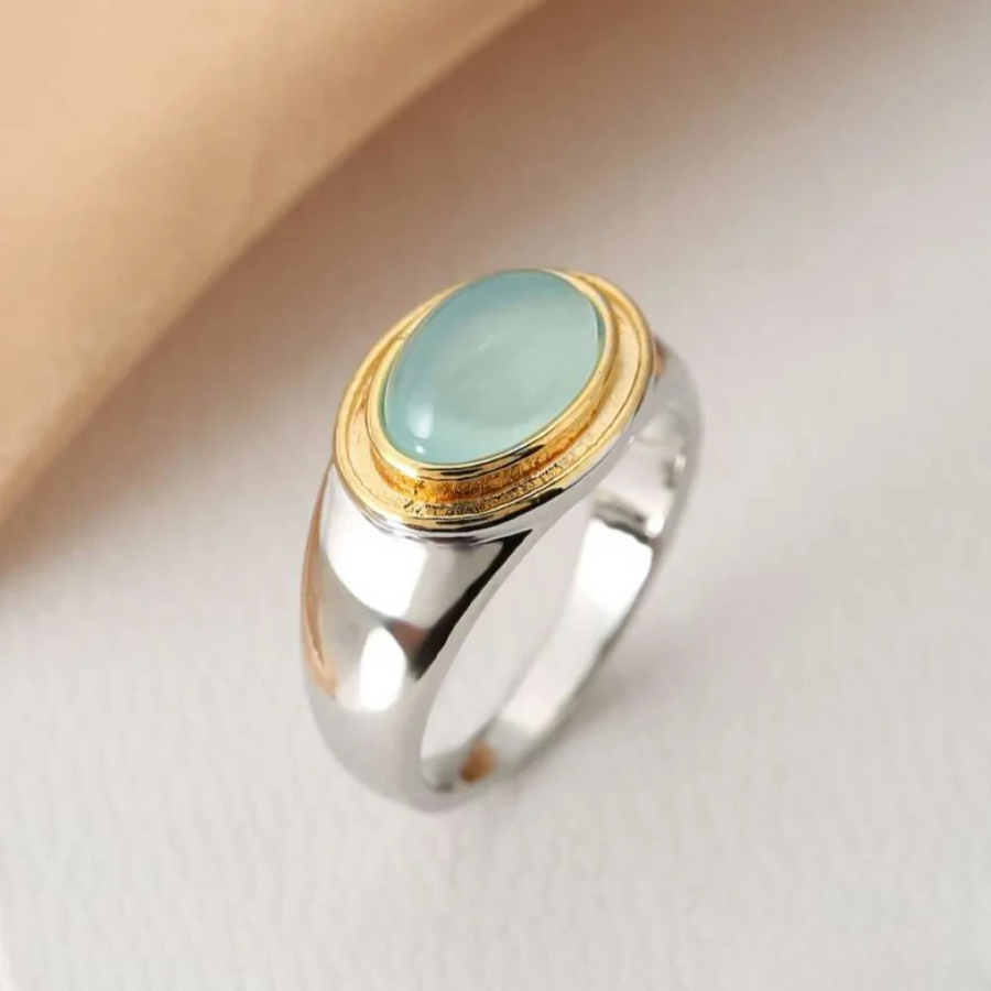 Retro Green Moonstone Ring