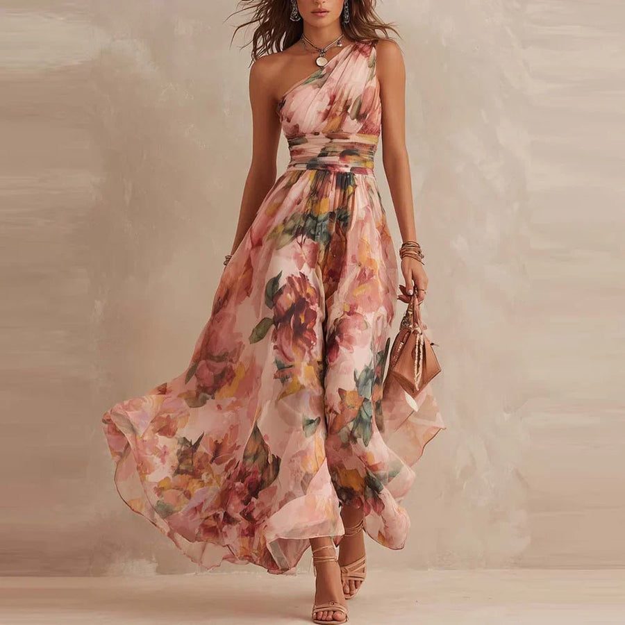 Aurora one-shoulder floral maxi dress