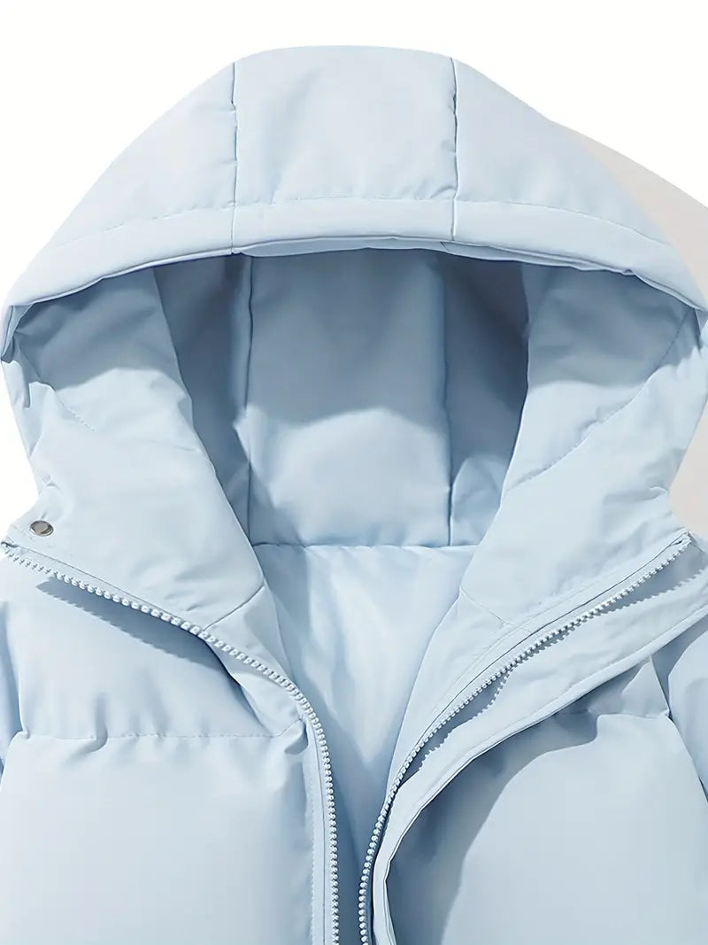 Women's Puffer Jacket, Oversized Hooded Quilted Zip-Up