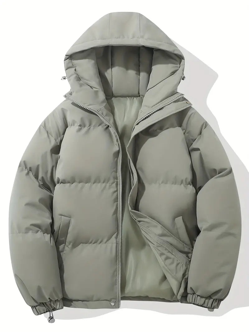 Women's Puffer Jacket, Oversized Hooded Quilted Zip-Up