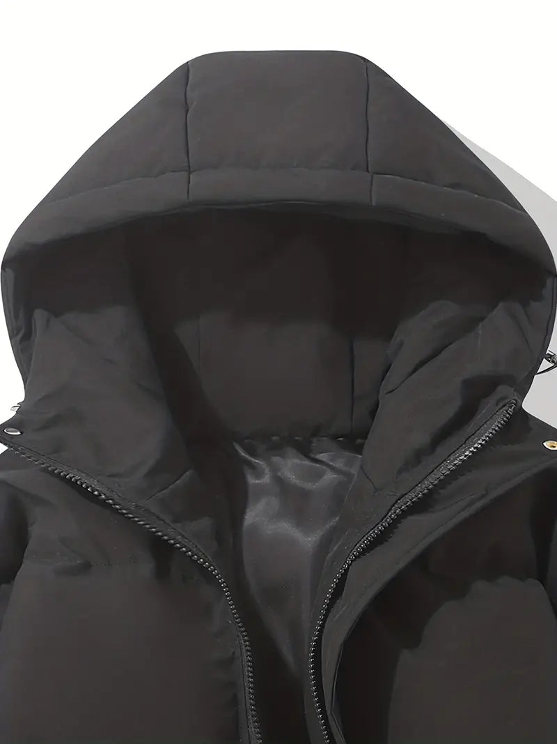 Women's Puffer Jacket, Oversized Hooded Quilted Zip-Up