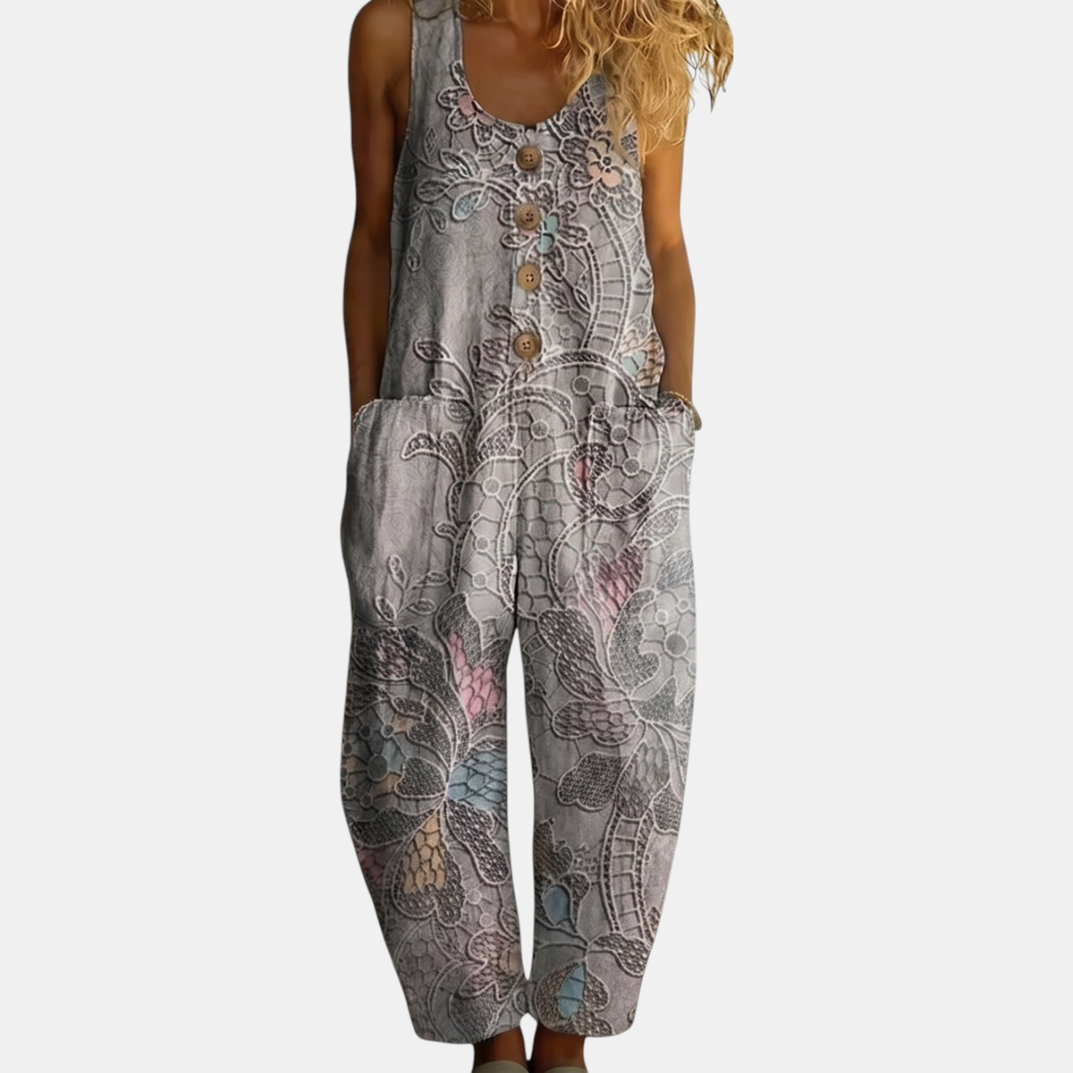 Women's Strapless Jumpsuit, Wide Leg Button Front