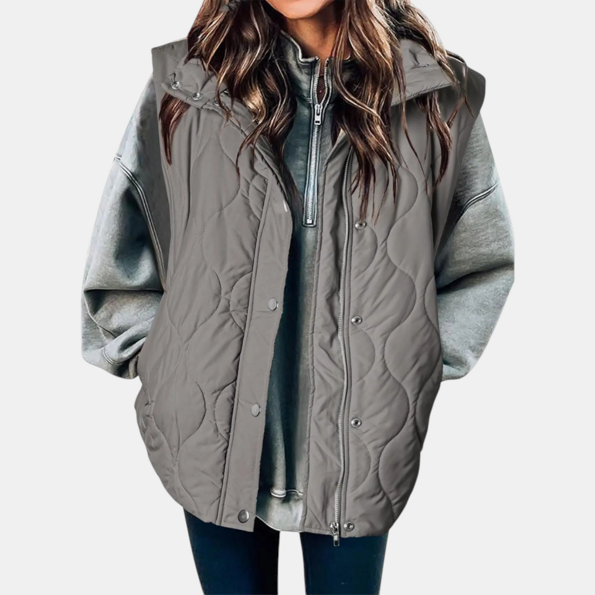Women's Puffer Vest, Hooded Quilted Sleeveless Zip Up Gilet