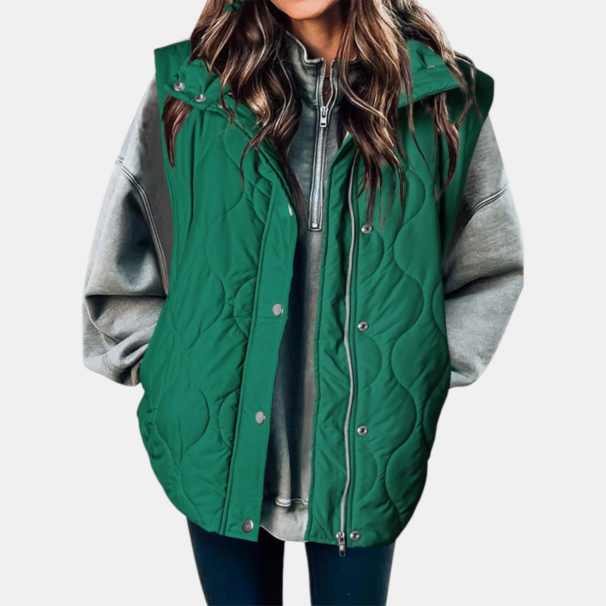 Women's Puffer Vest, Hooded Quilted Sleeveless Zip Up Gilet