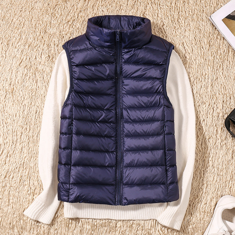 Women's Puffer Vest, Quilted Stand Collar Zip Up