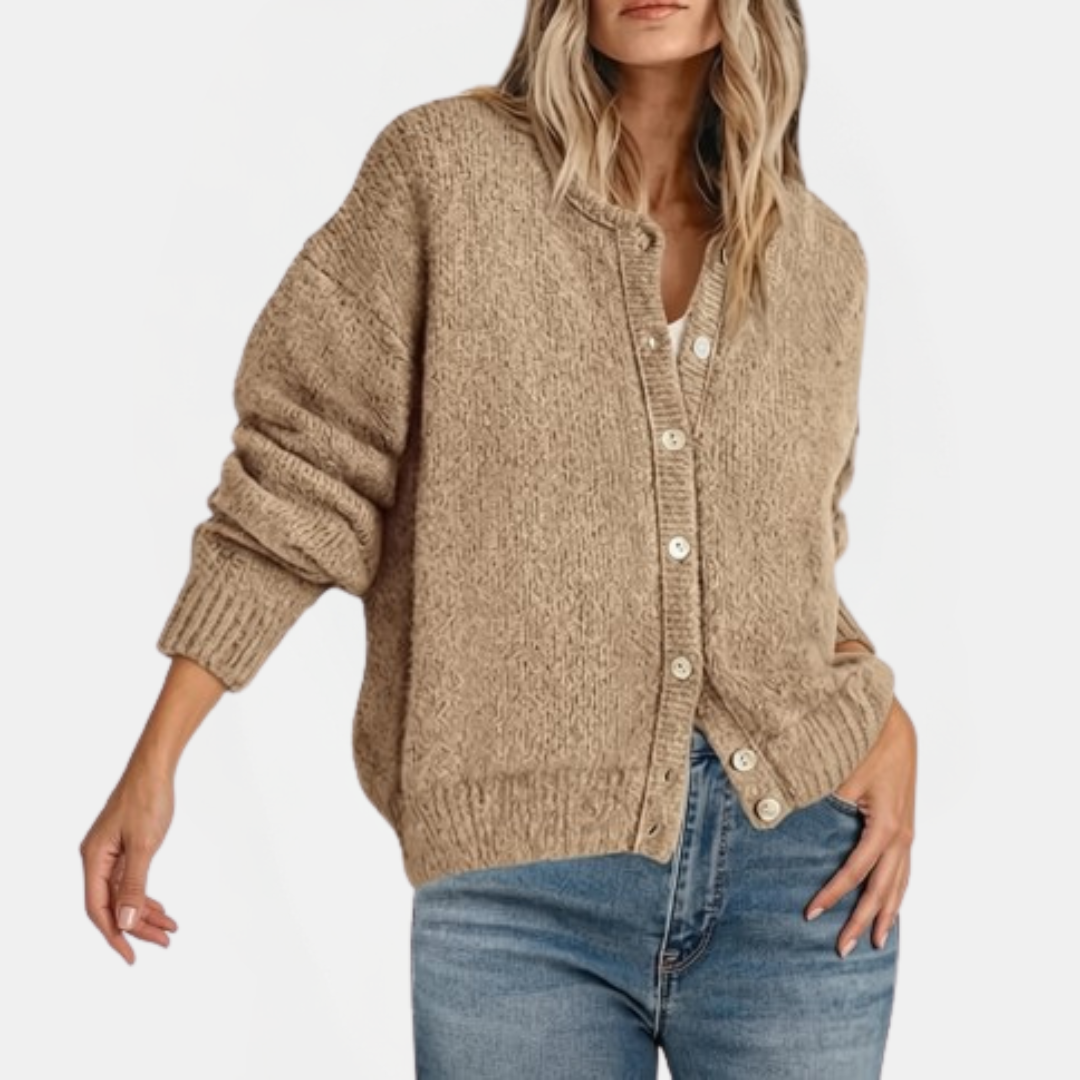 Indy – Relaxed Textured Button Cardigan
