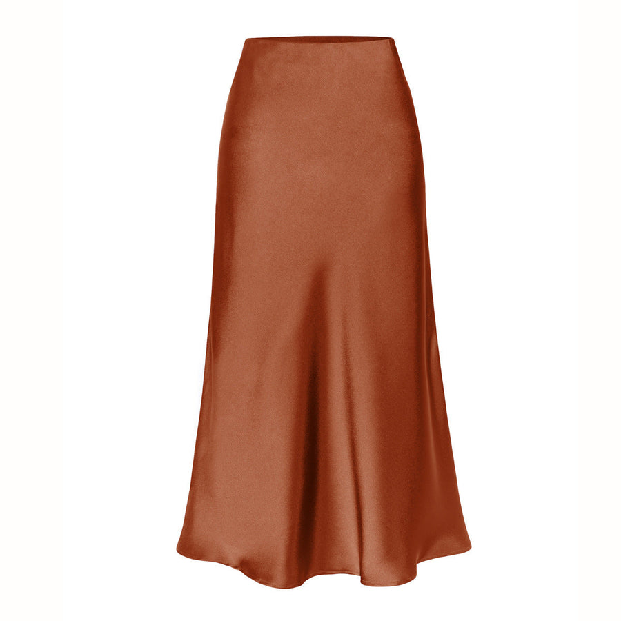 Women's Midi Skirt, Bias Cut High Waist Flared Silhouette