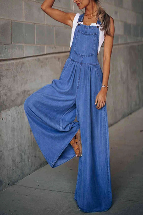 Women's Jumpsuit, Wide Leg Bib Overall