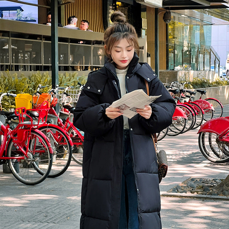 Women's Long Puffer Jacket, Knee Length Stand Collar Oversized