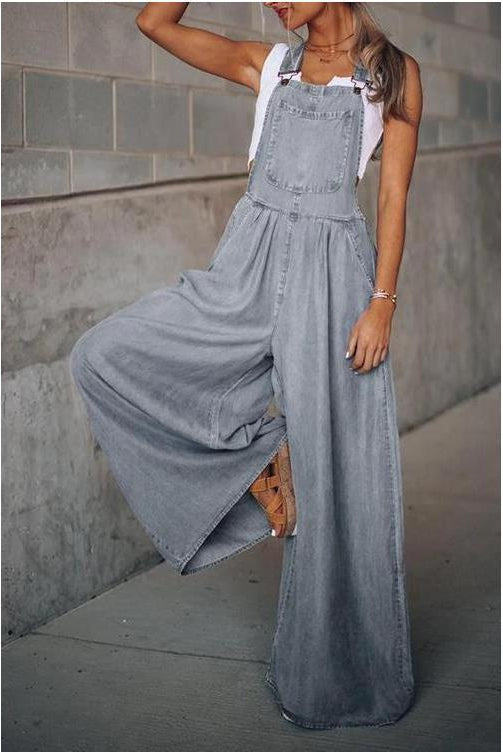 Women's Jumpsuit, Wide Leg Bib Overall
