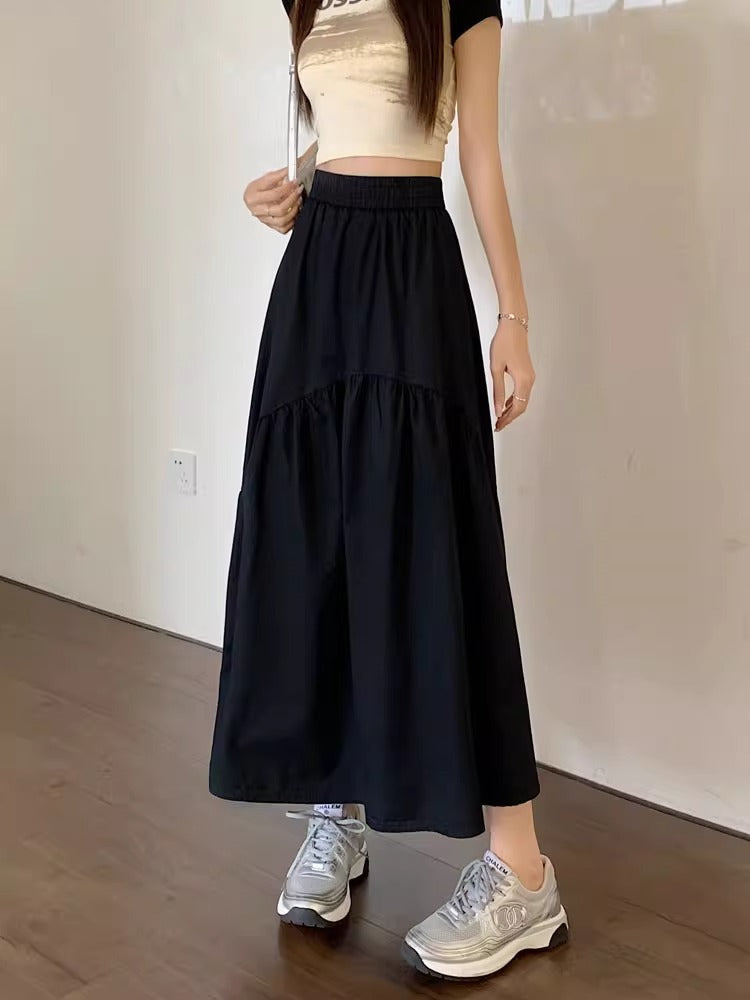 Women's Maxi Skirt, Tiered Ruffle High Waist A-Line Long Skirt