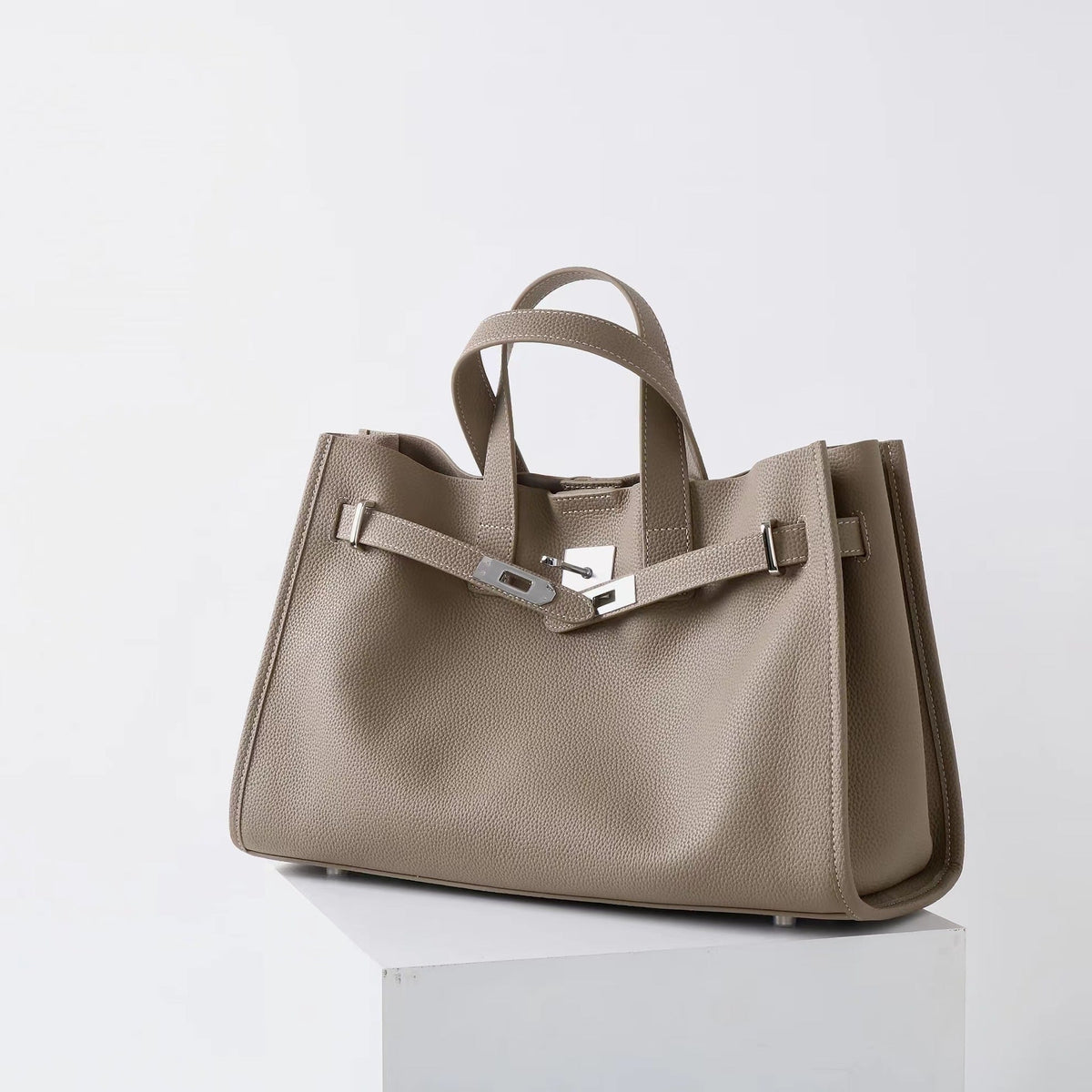 Women's Tote Bag, Structured Turn-Lock Top Handle