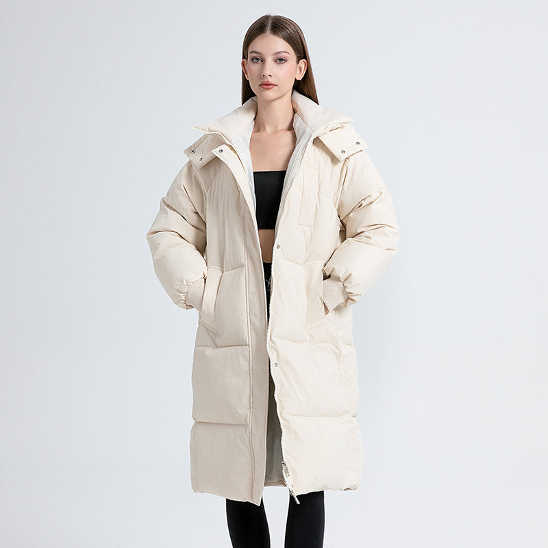 Women's Long Puffer Jacket, Oversized Longline Hooded Midi Coat