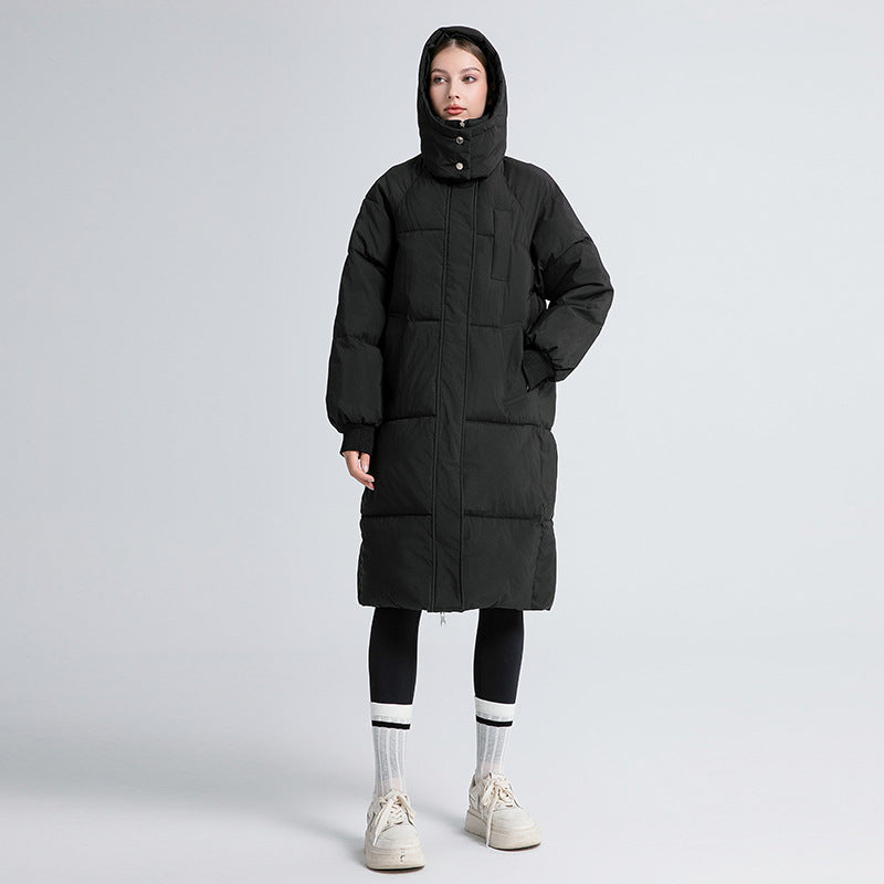 Women's Long Puffer Jacket, Oversized Longline Hooded Midi Coat