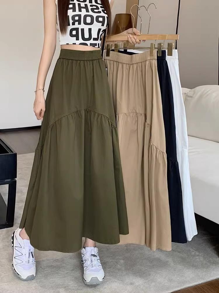 Women's Maxi Skirt, Tiered Ruffle High Waist A-Line Long Skirt