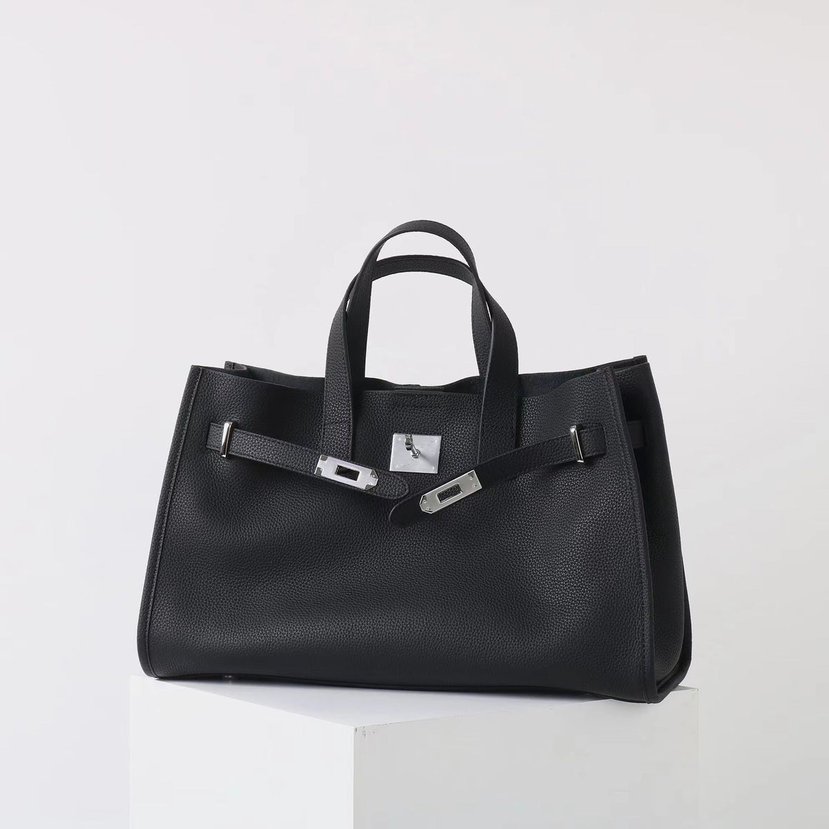 Women's Tote Bag, Structured Turn-Lock Top Handle