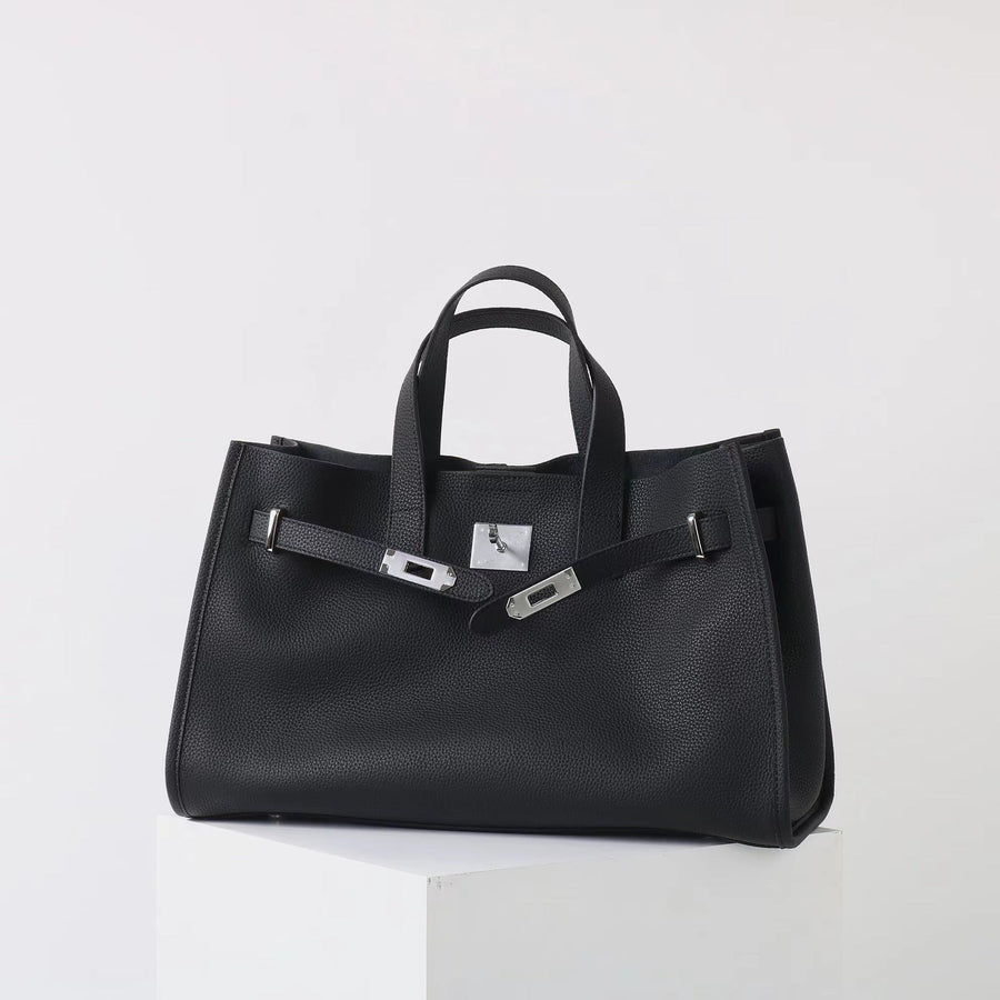 Women's Tote Bag, Structured Turn-Lock Top Handle