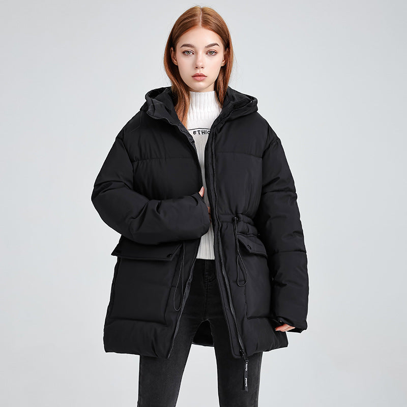 Women's Puffer Jacket, Oversized Hooded Mid-Length Quilted