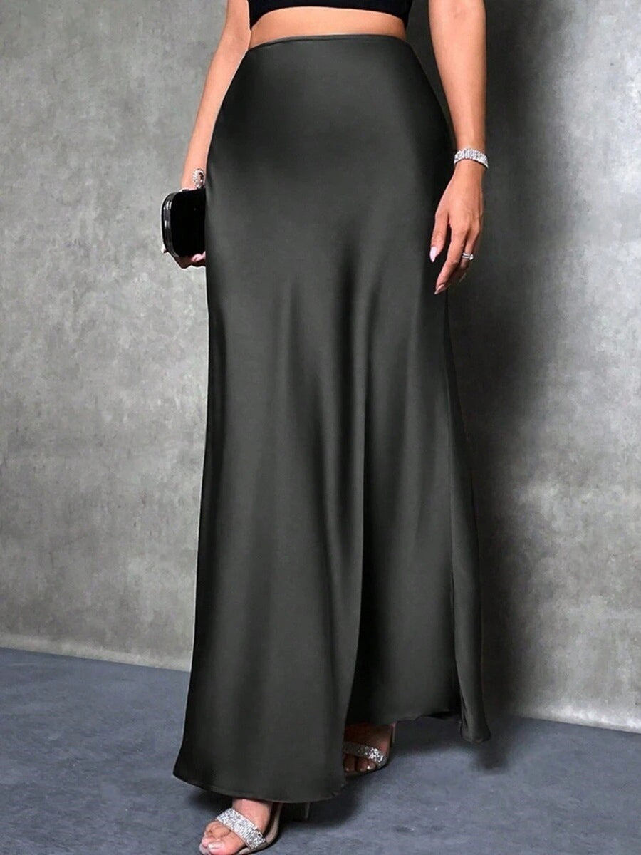 Women's Maxi Skirt, High Waist Bias Cut A-Line Silhouette