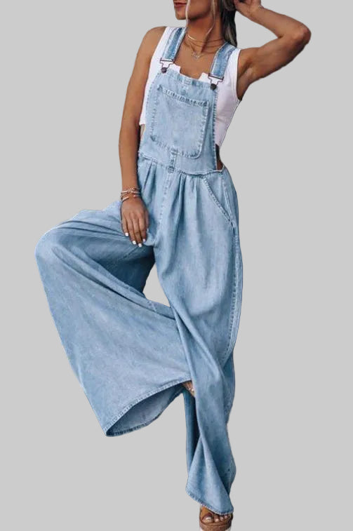 Women's Jumpsuit, Wide Leg Bib Overall