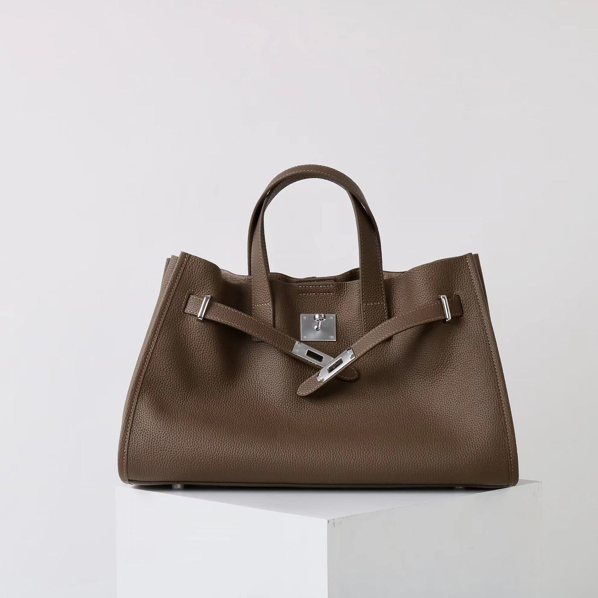 Women's Tote Bag, Structured Turn-Lock Top Handle