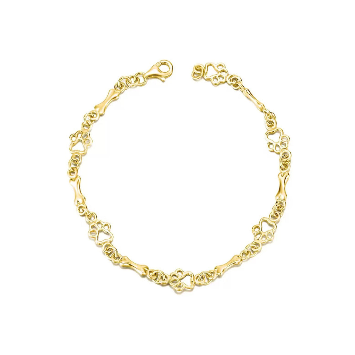 Limited Edition Pure Silver Dog Paw and Bone Charms Bracelet