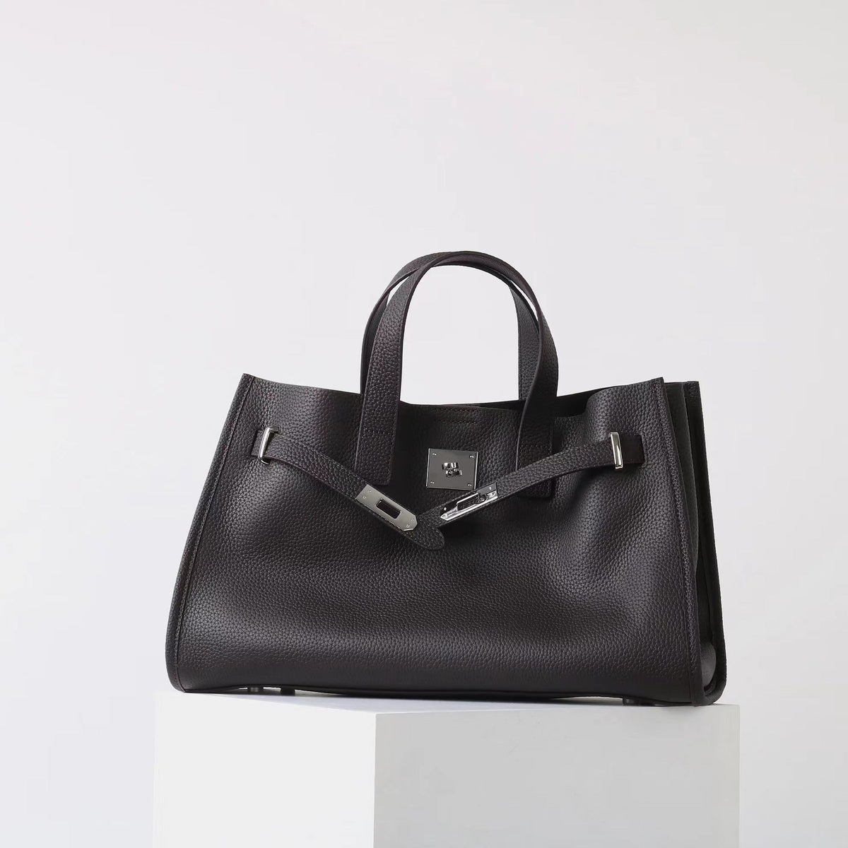 Women's Tote Bag, Structured Turn-Lock Top Handle