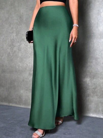 Women's Maxi Skirt, High Waist Bias Cut A-Line Silhouette