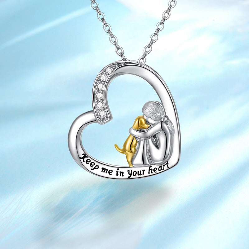 Sterling Silver Necklace – Heart & Dog Design
