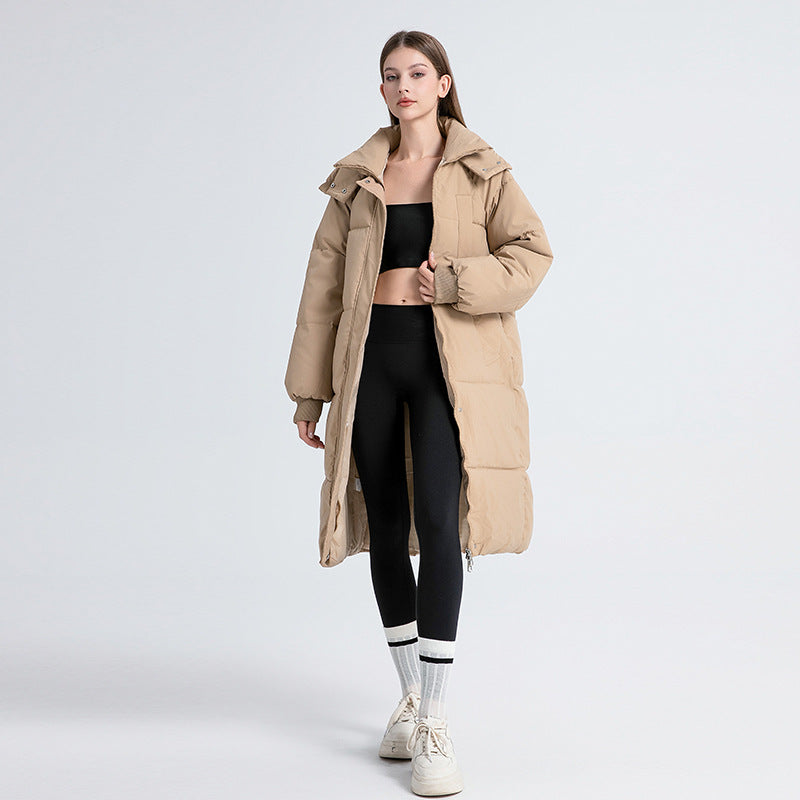 Women's Long Puffer Jacket, Oversized Longline Hooded Midi Coat