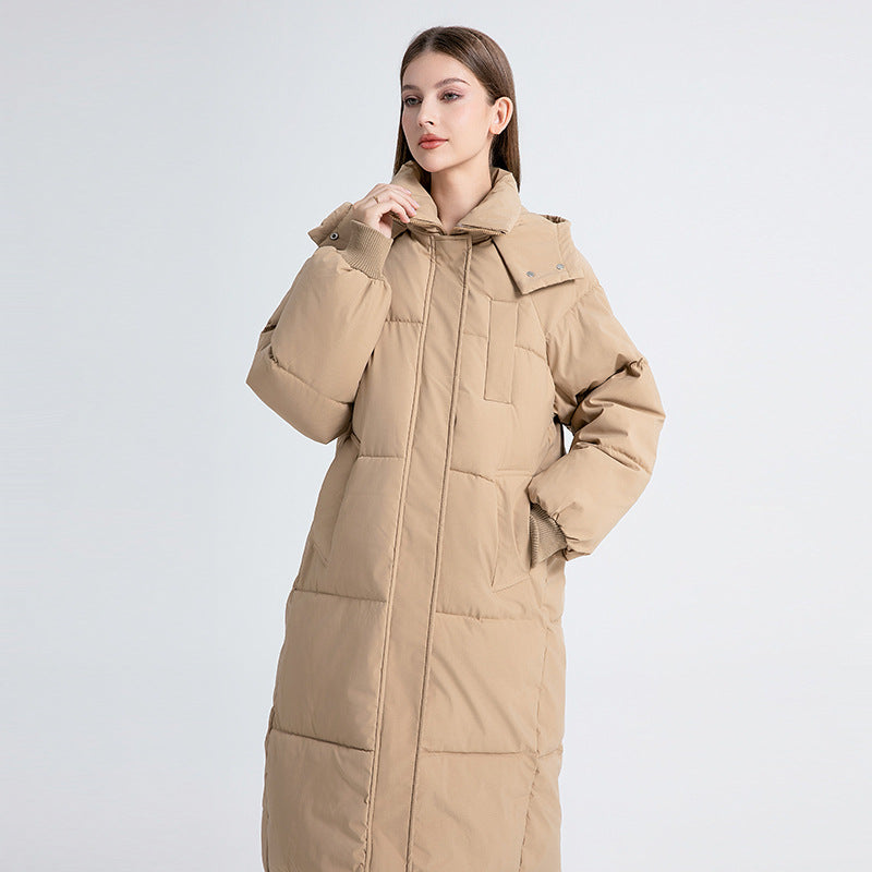 Women's Long Puffer Jacket, Oversized Longline Hooded Midi Coat