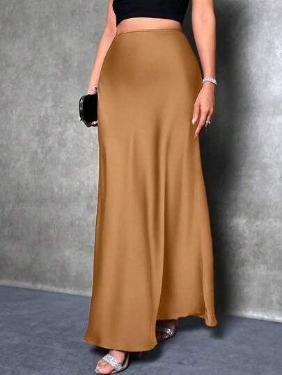 Women's Maxi Skirt, High Waist Bias Cut A-Line Silhouette