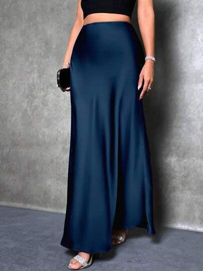 Women's Maxi Skirt, High Waist Bias Cut A-Line Silhouette
