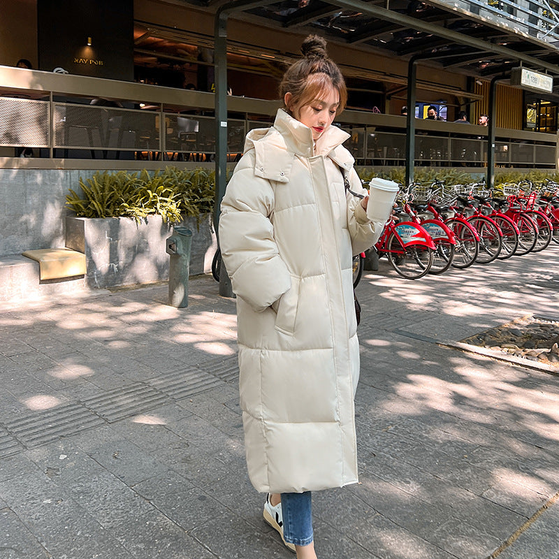 Women's Long Puffer Jacket, Knee Length Stand Collar Oversized