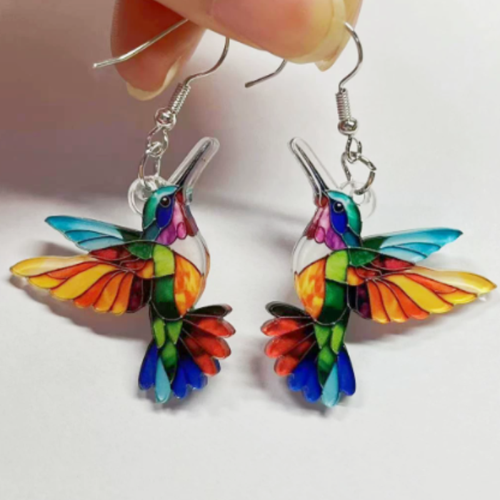 Acrylic Hummingbird Dangle Earrings